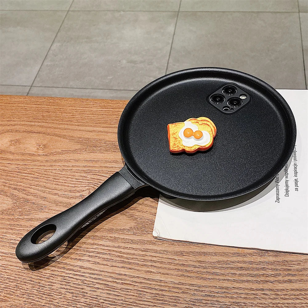 Cute Frying Pan 3D Cartoon Case for Samsung Galaxy S23 Ultra S22 S21 Plus S23Ultra Funny Egg Bread Pot Shockproof Hard Cover