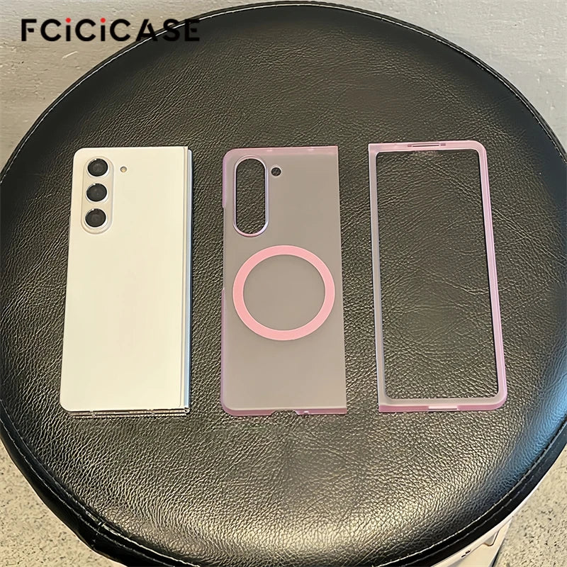 Frosted Ultra Thin Matte For Magsafe Magnetic Case For Samsung Galaxy Z Fold 7 6 5 4 3 Slim Frosted Clear Hard PC Cover