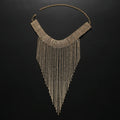 Rhinestone Fringe Tassel Choker Chain Necklace