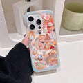 Funny Toast Dessert Bear Small Bell Magsafe Wireless Charge Case For iPhone 13 14 15 16 Pro Max Toast Rotate Bear Magnetic Stand