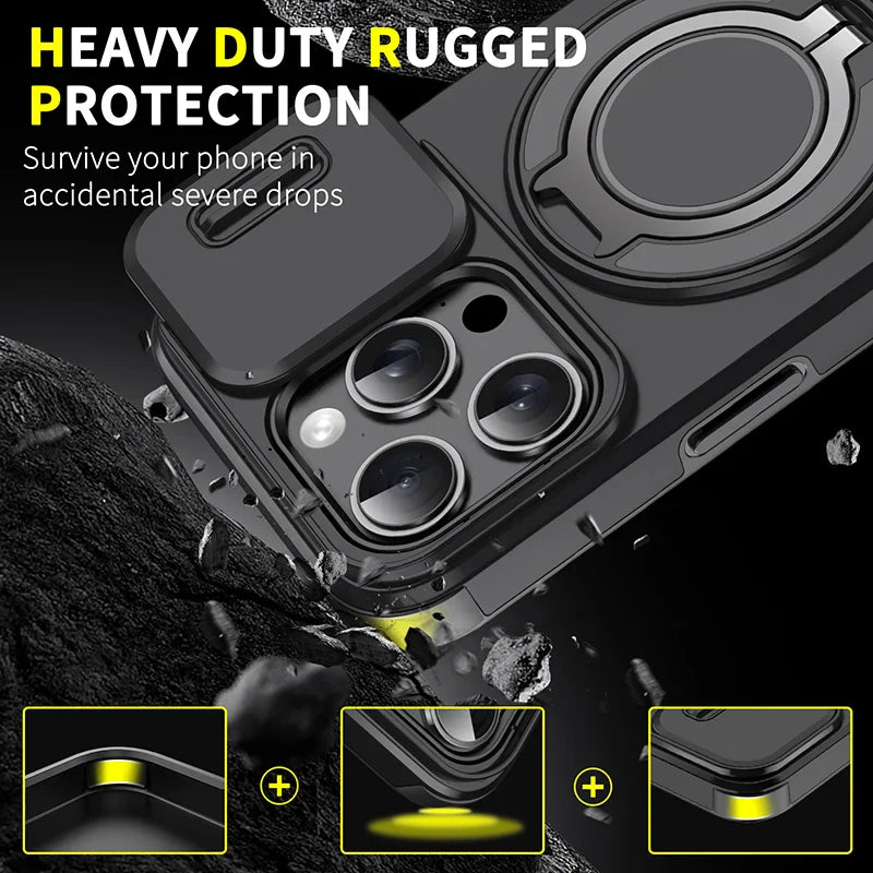 360°Rotating Hidden Metal Ring Car Holder Soft TPU+Hard PC Bumper Phone Case For IPhone 15 Pro Max 13 12 11 14 16 Pro Max Plus
