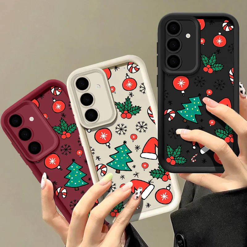 New Year Christmas Hat Case For Samsung Galaxy A55 A15 A14 A34 A35 A54 A52 A53 5G S24 Ultra FE S23 Plus Soft TPU Silicone Cover