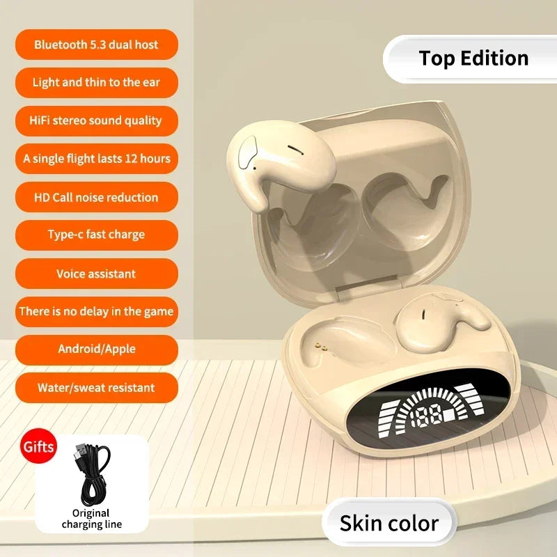 Sleep Invisible Stereo Headset IPX5 Waterproof Wireless Bluetooth Earphone Earbuds with Mic for Phone Bluetooth 5.3 Headphones