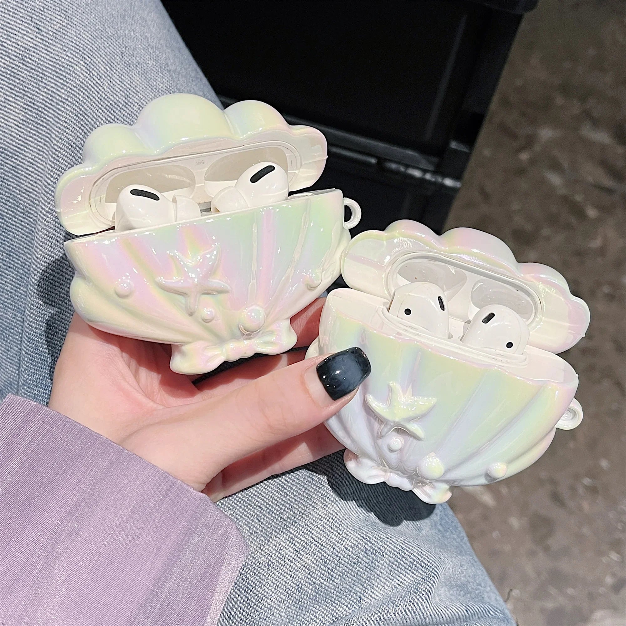 Plating Seashell Case For AirPods Pro 2 Protective Sleeve For Airpods 3 2 1 Earphone Accessories With Pendant Cover