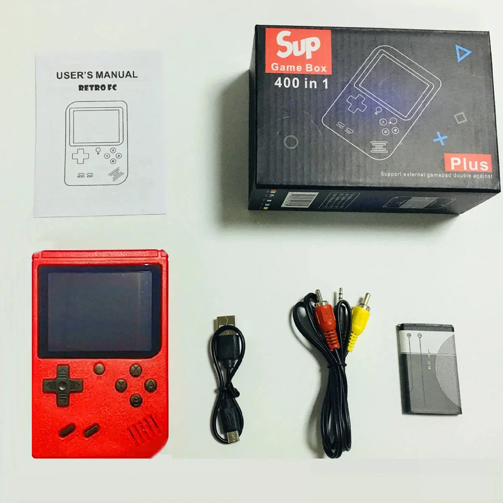 A Red Retro Classic Games Children's Handheld Small Game Console With 400 Game Charging Can Be Connected To The Tv