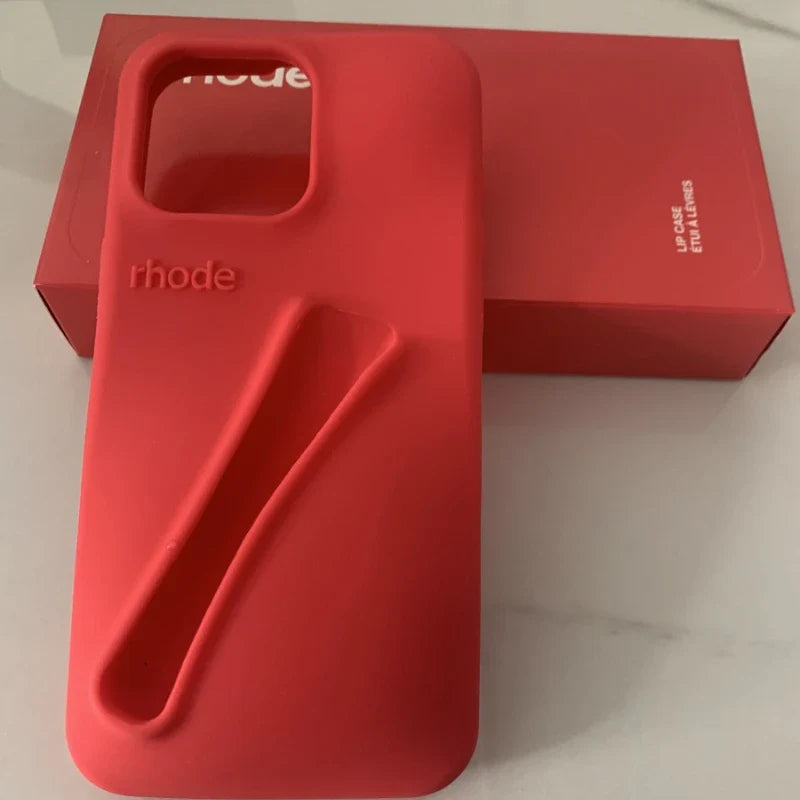 Lipstick Soft Silicone DIY Rhode Phone Case For iPhone 16 15 14 13 12 11 Pro Max Plus Portable Lip Gloss Holder Ins Hot Cover