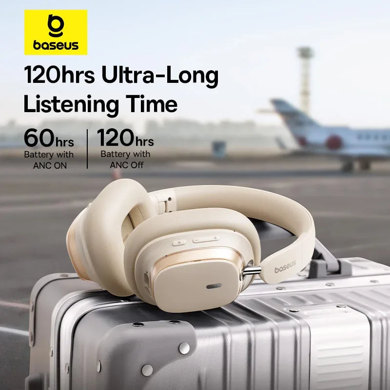 Baseus Bowie H1s Wireless Headphones Bluetooth 5.4 Noise Canceling 46dB Over Ear Headset Hi-Res Spatial Audio Earphone 120H Time