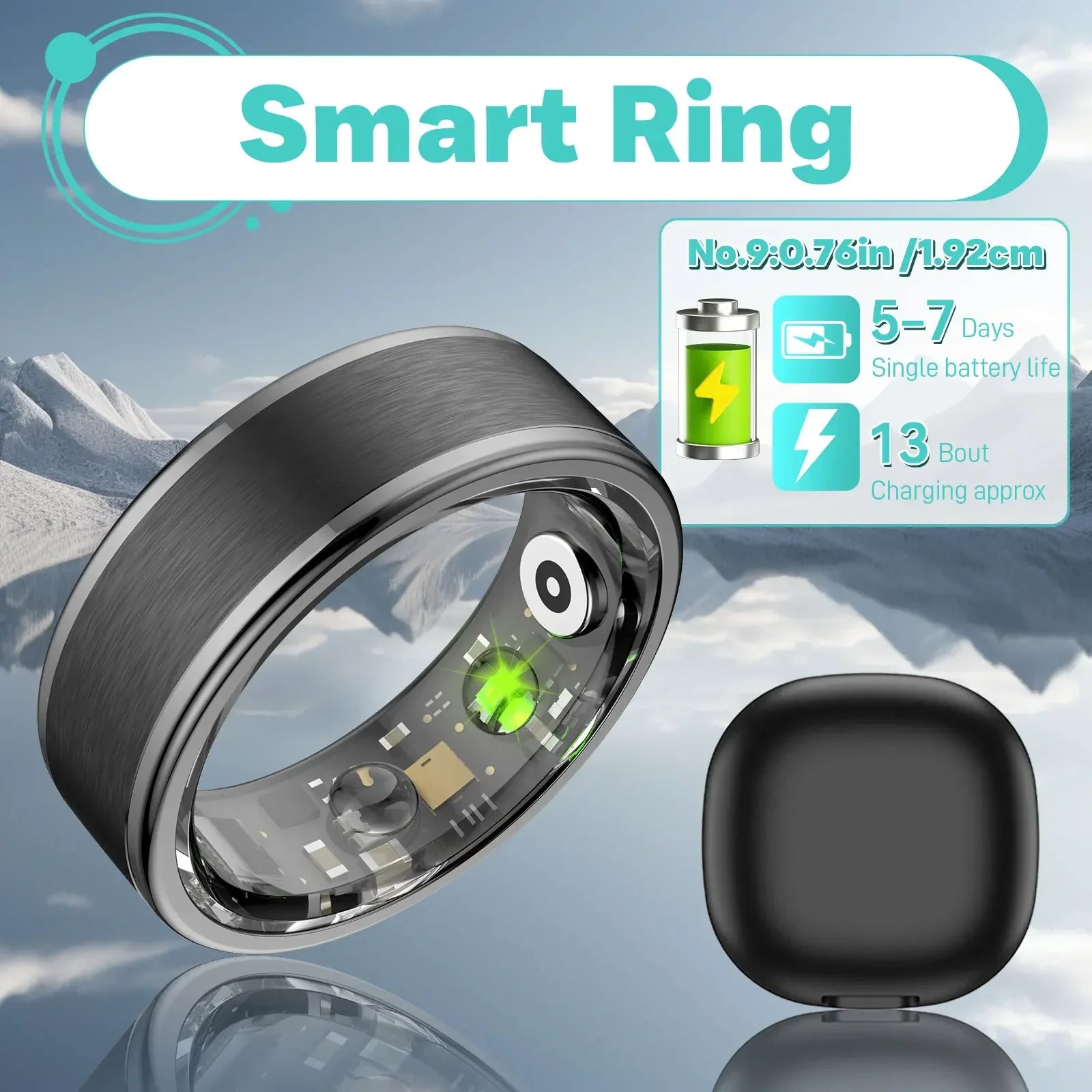 EIGIIS 2024 New Smart Ring Blood Oxygen Heart Rate Monitor IP58Waterproof Bluetooth-Compatible5.0  for Men Women for Android IOS