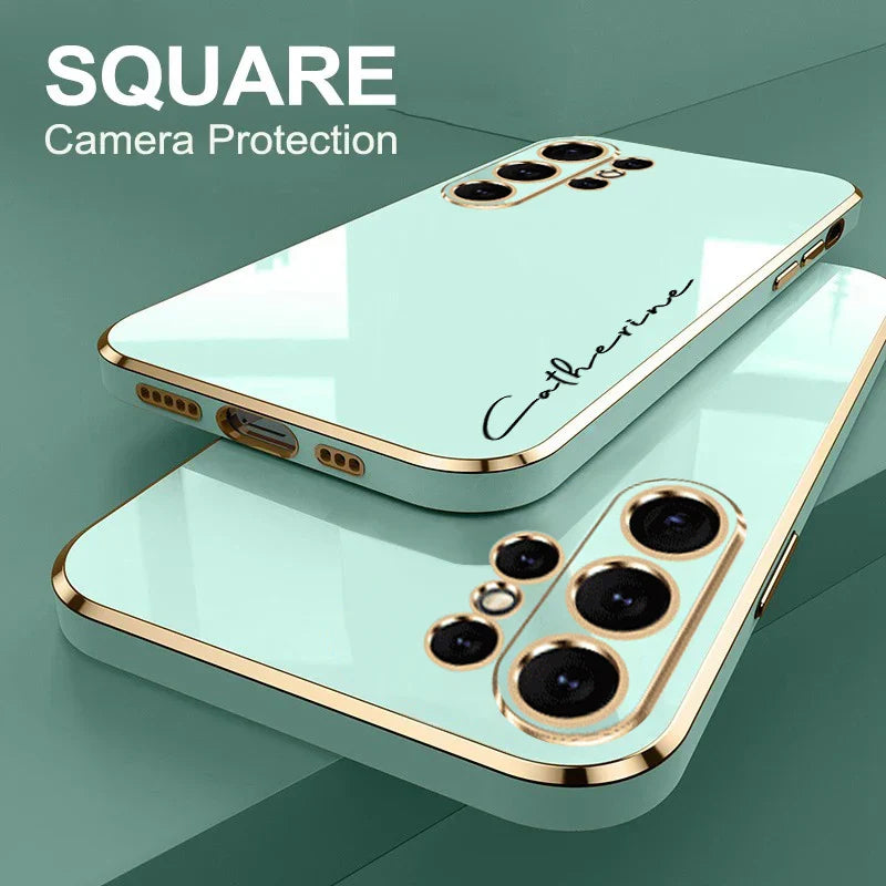 Case For Samsung Galaxy S24 Ultra Personalized Customized Name Case Luxury 6D Plating Soft Cover S23 S22 S21 S20 FE Ultra Plus