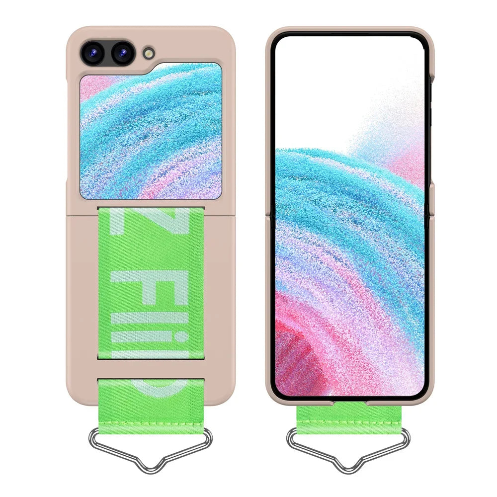 For Samsung Z Flip 6 Ultra Thin Ring Wristband Phone Case  For Galaxy Z Flip 6 5 4 3 Flip5 Flip 6 PC Shockproof Hard Back Cover