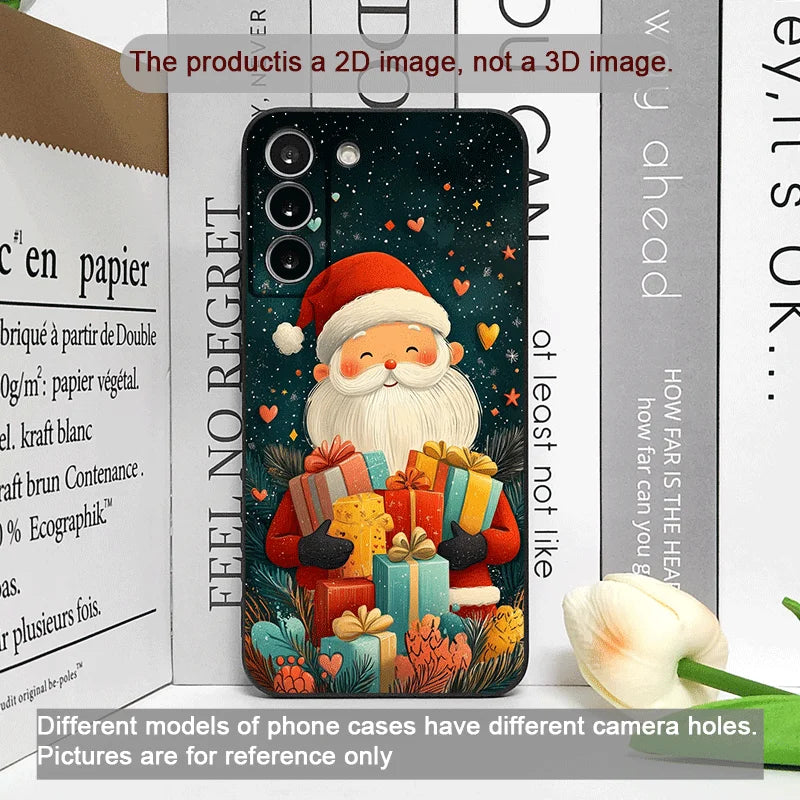 Merry Christmas Tree Santa Claus Pattern Phone Case for Samsung Galaxy S25 S24 S23 Ultra S22 Plus S21 FE M53 M34 M55 Soft Covers
