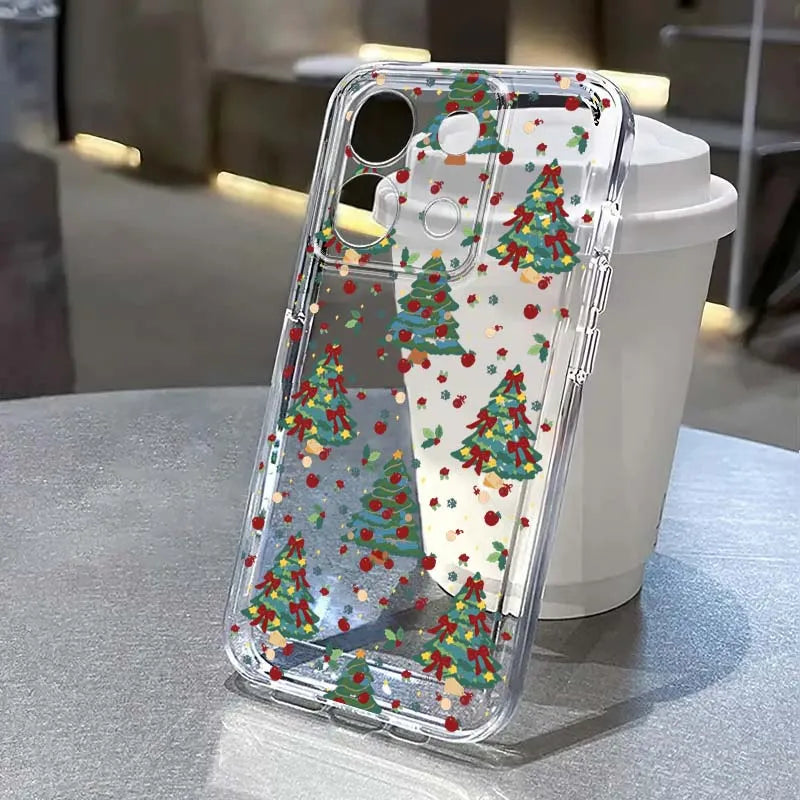 Christmas Tree Art For Xiaomi Redmi Note 8 8T 9 9T 11E 12 13 14 Pro Plus Turbo 5G Fashion TPU Transparent Phone Case