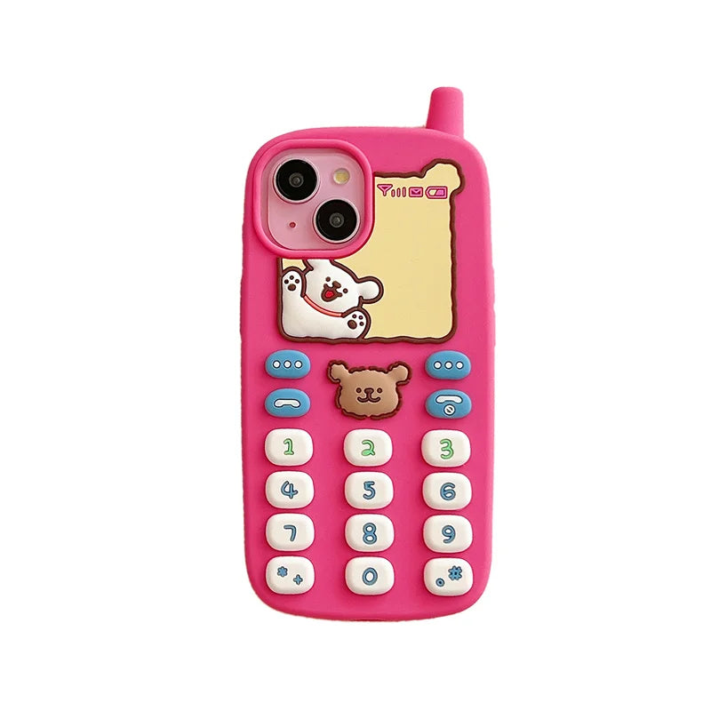 For iPhone 16 Pro MaxCartoon Cute Silicone Protection telephone Cover For iPhone 14 13 12 15 Pro Max INS Pop 3D Case Funda Coque