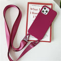 Crossbody Necklace Strap Lanyard Matte Silicone Case For iPhone 17 16 15 14 Pro Max 11 12 13 XR X XS 8 Plus SE Shockproof Cover