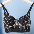 Rhinestone Fringe Embellished Showgirl Bra