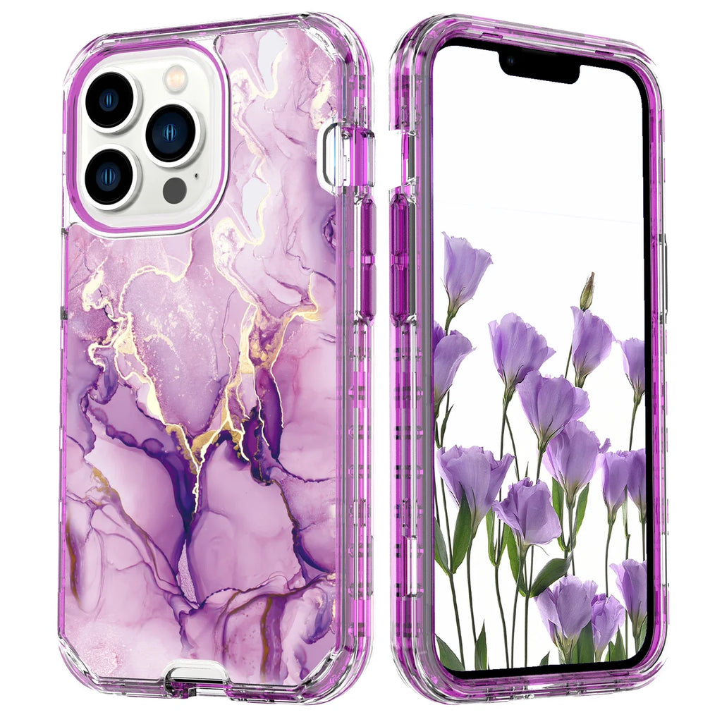 Plating Marble Phone Case for iPhone 16 14 13 11 12 15 Pro Max Plus Heavy Duty Shockproof Protective Luxury Cover