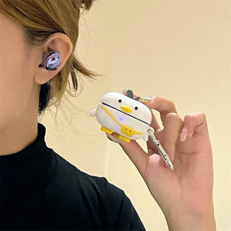 Cute Silicone Earphone Cover For Samsung Galaxy Buds Live Pro 2 2Pro Case Cartoon 3D Duck Bag Case For Samsung Galaxy Buds FE