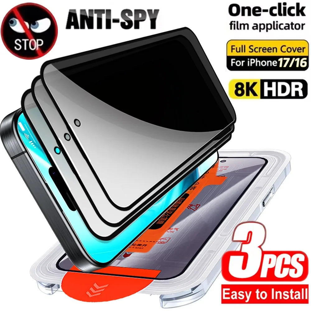 1/2/3Pcs Dust Free Installation Privacy Screen Protector for IPhone 16 17 Pro Max Plus 17 Air Anti-spy / HD Clear Tempered Glass