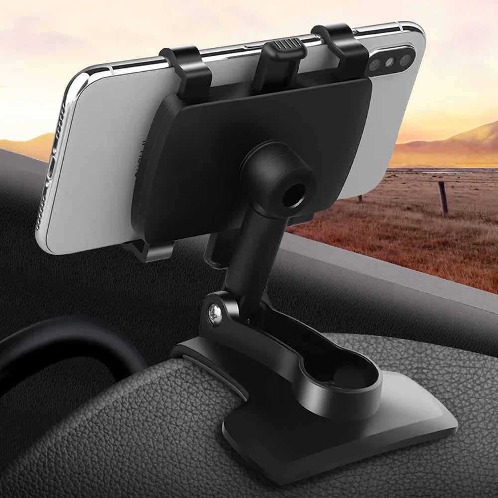 Car Phone Holder 360 Degree Rotating Multi-function Instrument Cluster Phone Holder Foldable Rearview Mirror Navigation Bracket