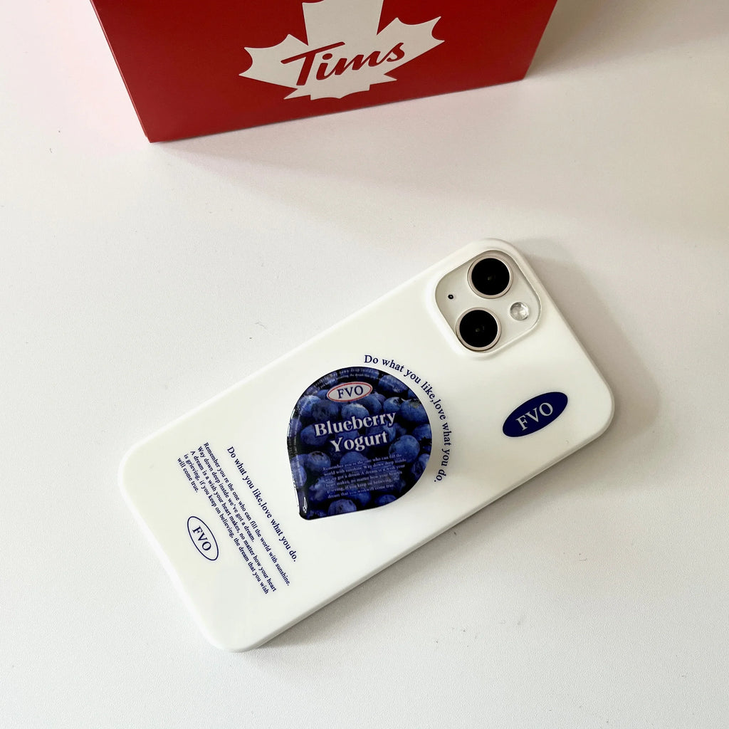 Fashion Blue Berry Glossy Stand Phone Case for iPhone 16 15 14 13 Pro Max Back Cover for 12 11 Pro Max Capa