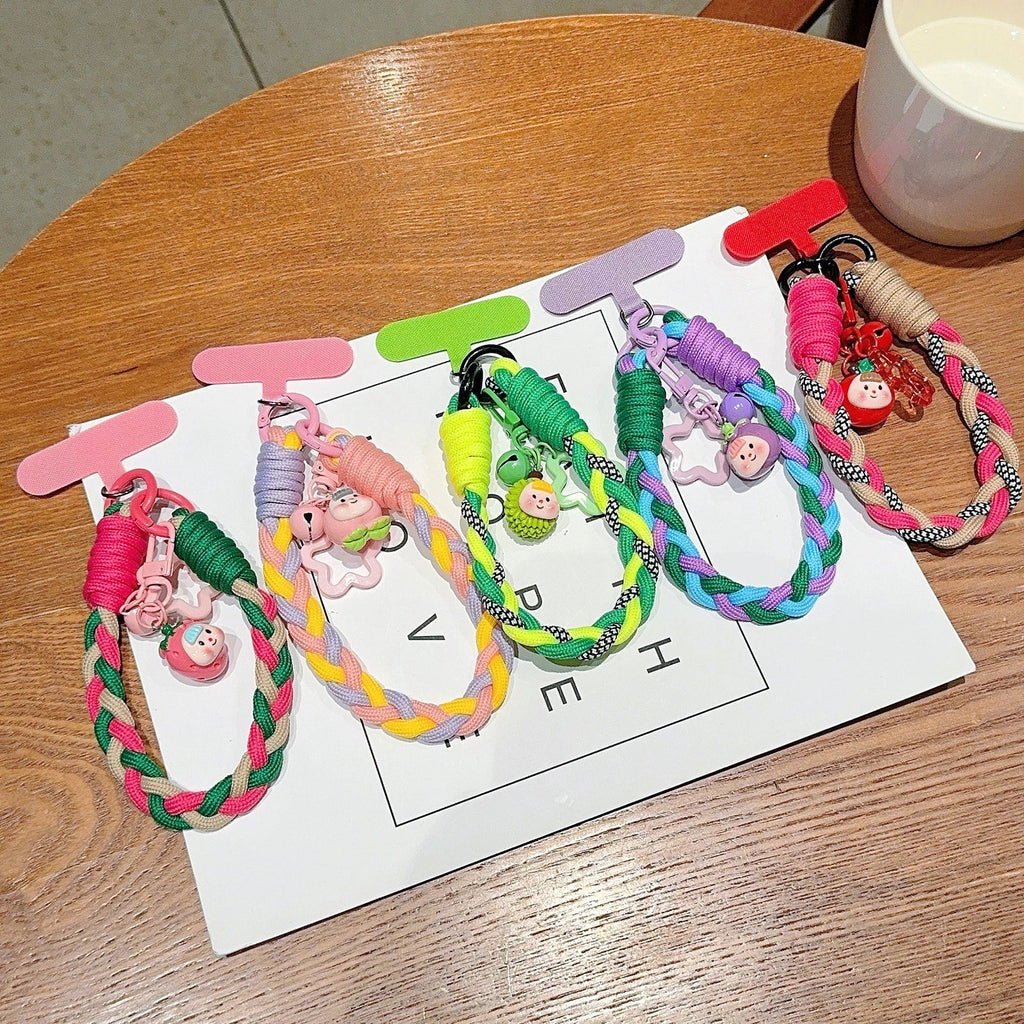 Creative Cartoon Mobile Phone Universal Lanyard Three-Color Wrist Strap Hand-Woven Hand Rope Mobile Phone Hanging Accessories