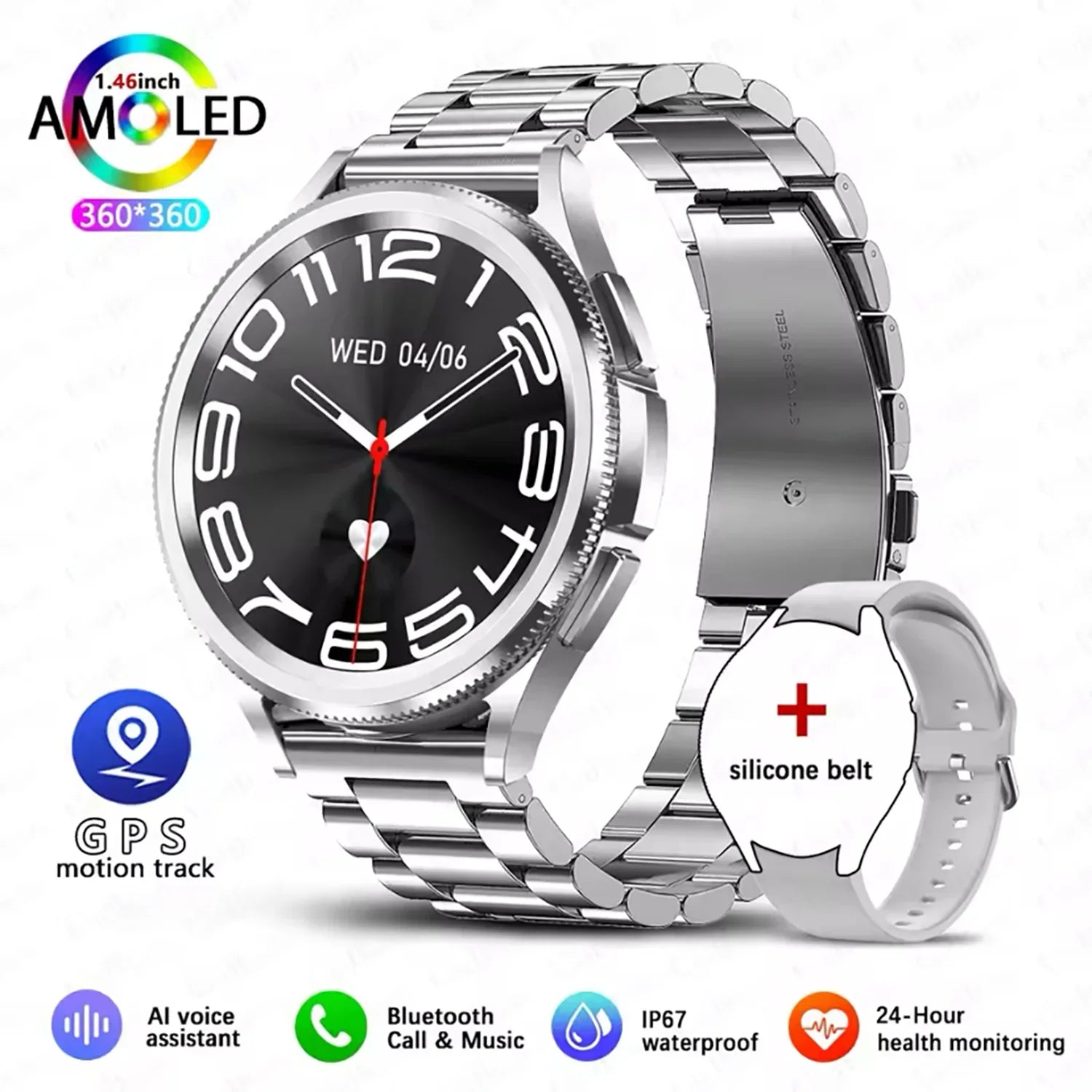 Watch 6 Classic Smart Watch Women For IOS Sports Mode Health Monitoring IP68 Waterproof Bluetooth Calling Smartwatch Men 2025New