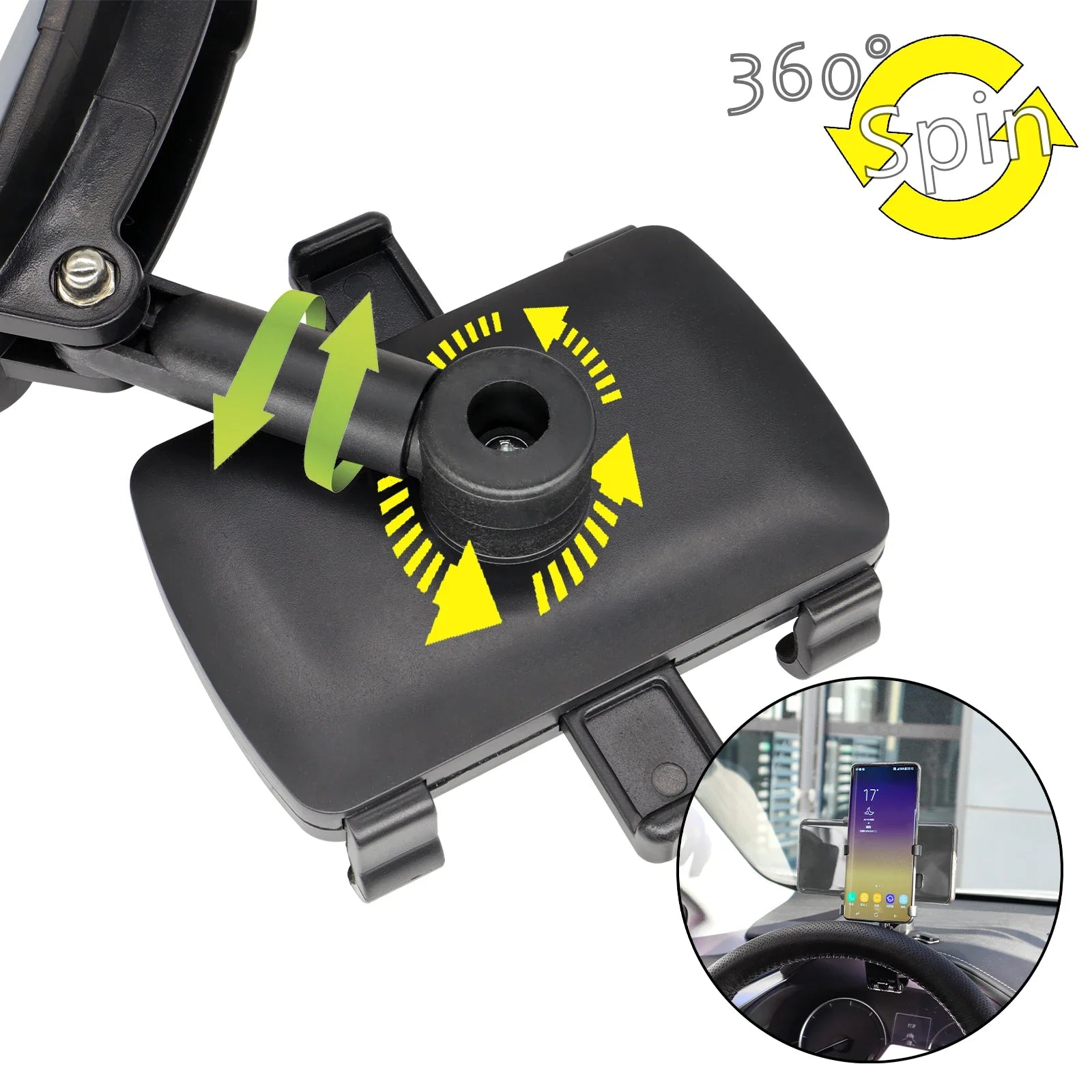 Mobile Phone Holder Dashboard Car Mount Dash 360° Rotation Stand Cradle Panel Multi-Functional Universal GPS Bracket Holder Clip