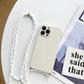Simple Crossbody Lanyard Silicone Case For iPhone 15 11 12 13 14 Pro Max XR X XS 7 8 Plus Cord Rope Necklace Strap Soft Cover