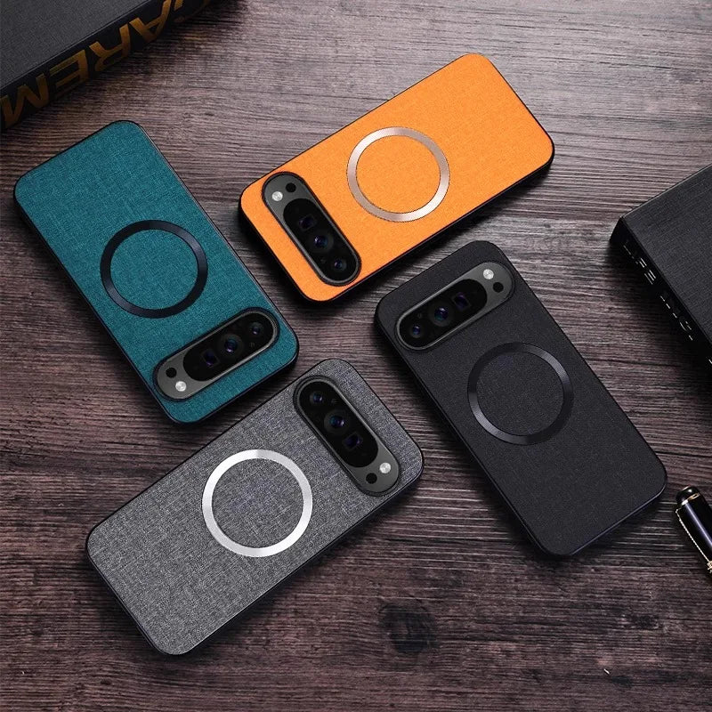for Magsafe Fabric Cloth Case for Google Pixel 9 8 7 6 Pro XL 7A 8A 6A Magnetic Wireless Charging Slim Cover for Pixel 9Pro 8Pro