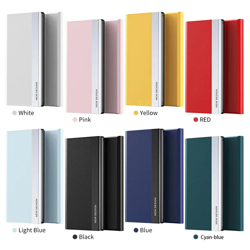 Luxury Leather Flip Case For Samsung Galaxy S25 S24 S23 S22 S21 S20 Ultra Plus S23 S21 S24 FE Note 20 Ultra 10 Plus Stand Cover