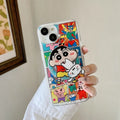 Cute Cartoon Crayon Shin-chan Magnetic Grip Holder Magsafe Wireless Charge Phone Case For iPhone 16 15 14 13 12 Pro Max Cover