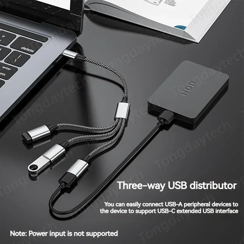 Répartiteur de Hub USB de Type C à 4 ports, Transmission rapide de données, adaptateur OTG Extensions de Hub USB multi-appareils