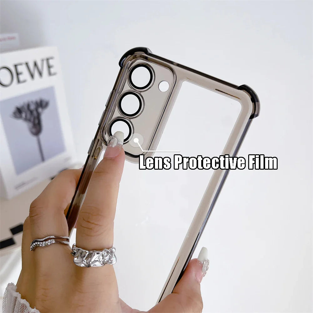 Transparent Ultra Slim Acrylic Case for Samsung Galaxy S24 Ultra S23 FE S22 Plus Clear Airbag Shockproof Lens Protector Cover