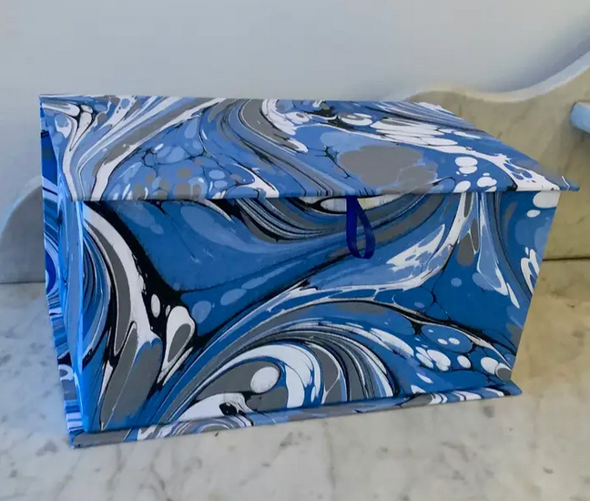 Italian Marbled Keepsake, Jewelry Box - Rectangular
