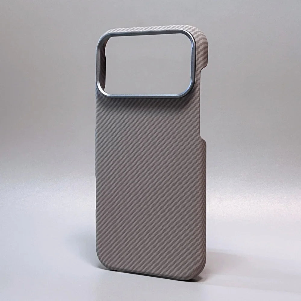 Luxury Carbon Fiber Slim Case For iPhone 17 13 14 15 16 Pro Max Shockproof Alloy Lens Camera Protective Ultra Thin Hard PC Cover