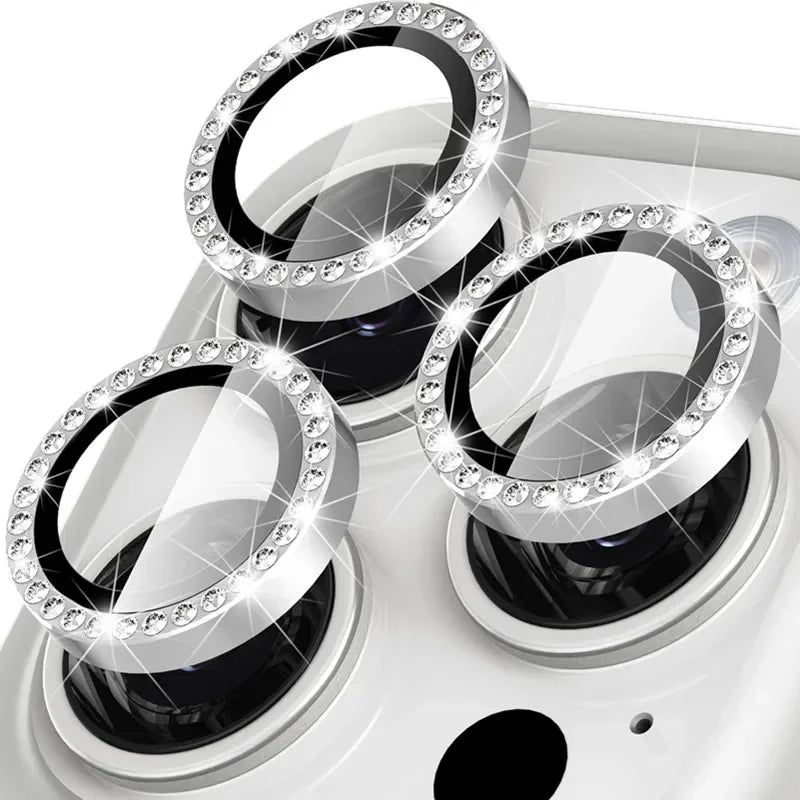 Bling Diamond Glass Camera Lens Protector Case for IPhone 14 15 13 16 Pro Max Plus 12 Mini IPones 16Pro IPhone16 Bumper Cover