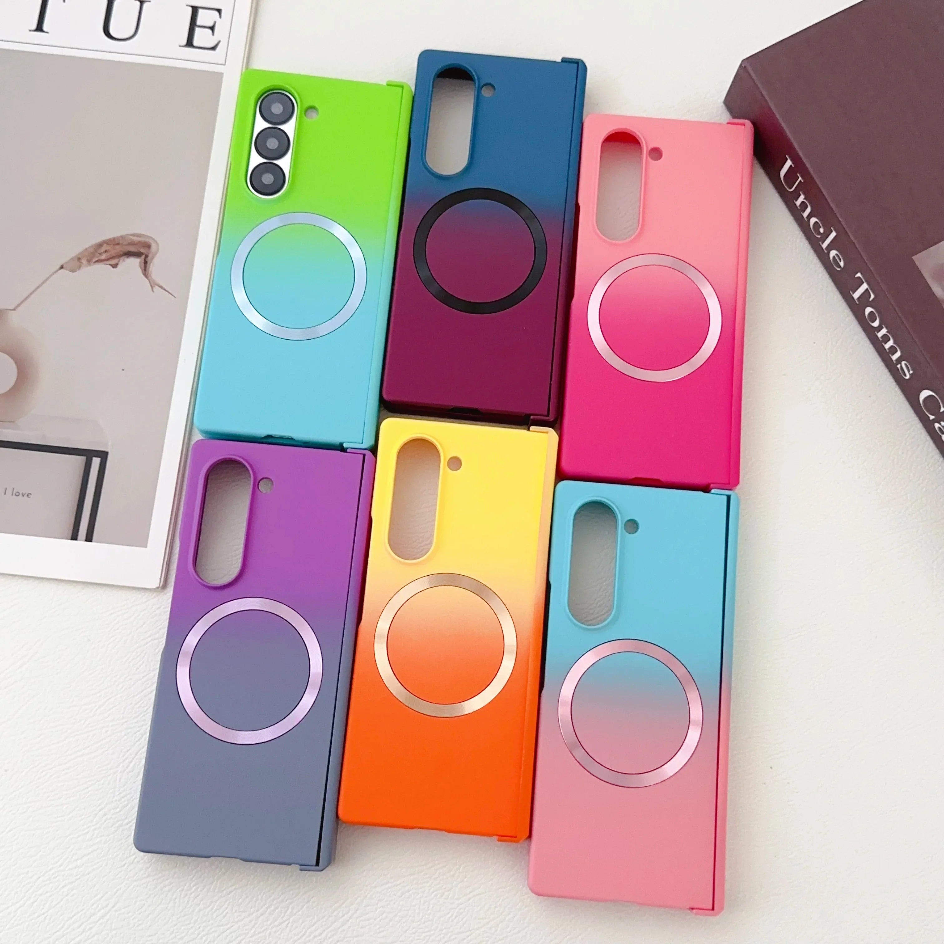 Magnetic for Magsafe Wireless Charging Gradient Phone Case for Samsung Galaxy ZFold 3 4 5 6 7 Liquid Silicone Bumper Cover Funda