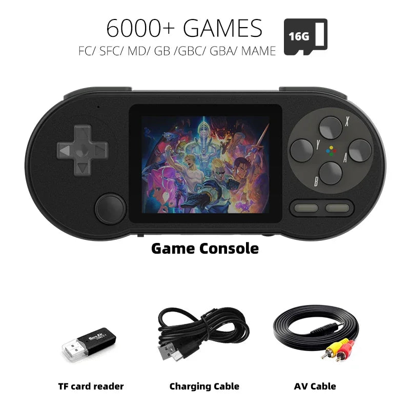 DATA FROG SF2000 Portable Handheld Game Console 3 Inch IPS Retro Game Consoles Built-in 6000 Games Retro Video Games For Kids