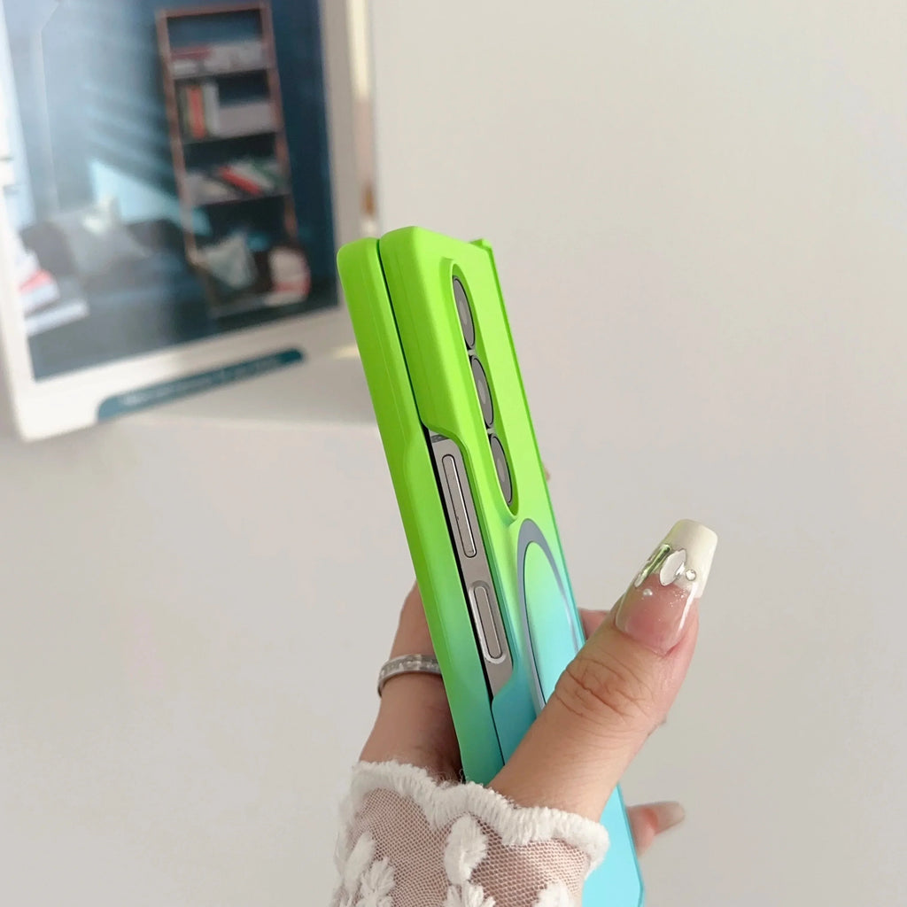 Magnetic for Magsafe Wireless Charging Gradient Phone Case for Samsung Galaxy ZFold 3 4 5 6 7 Liquid Silicone Bumper Cover Funda