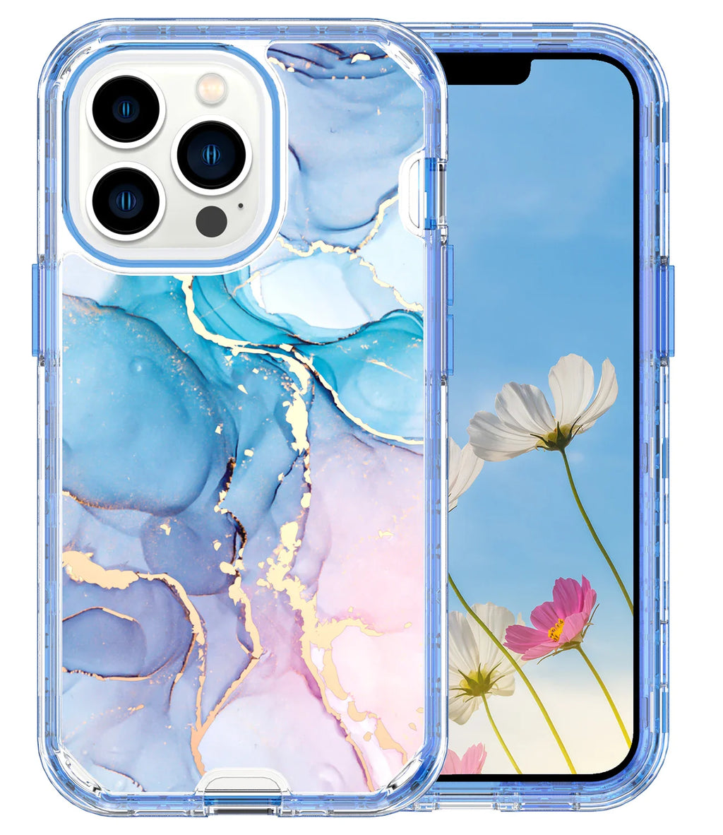 Gradient Colorful Marble Armor Case For iPhone 16 15 14 Pro MAX 13 12 11 X XS XR 7 8 14 Plus PC Bumper Shockproof Phone Cover