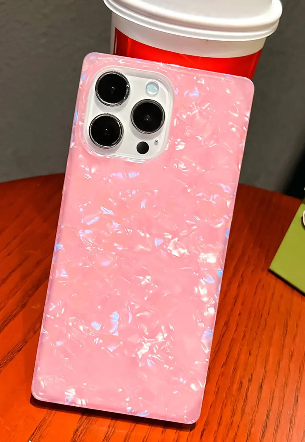 Mother Pearl Case For iPhone 11 12 13 14 15 16 Pro Max Plus Rectangle Edge Case, Slim Colorful Abalone Pearl Soft Silicone Cover