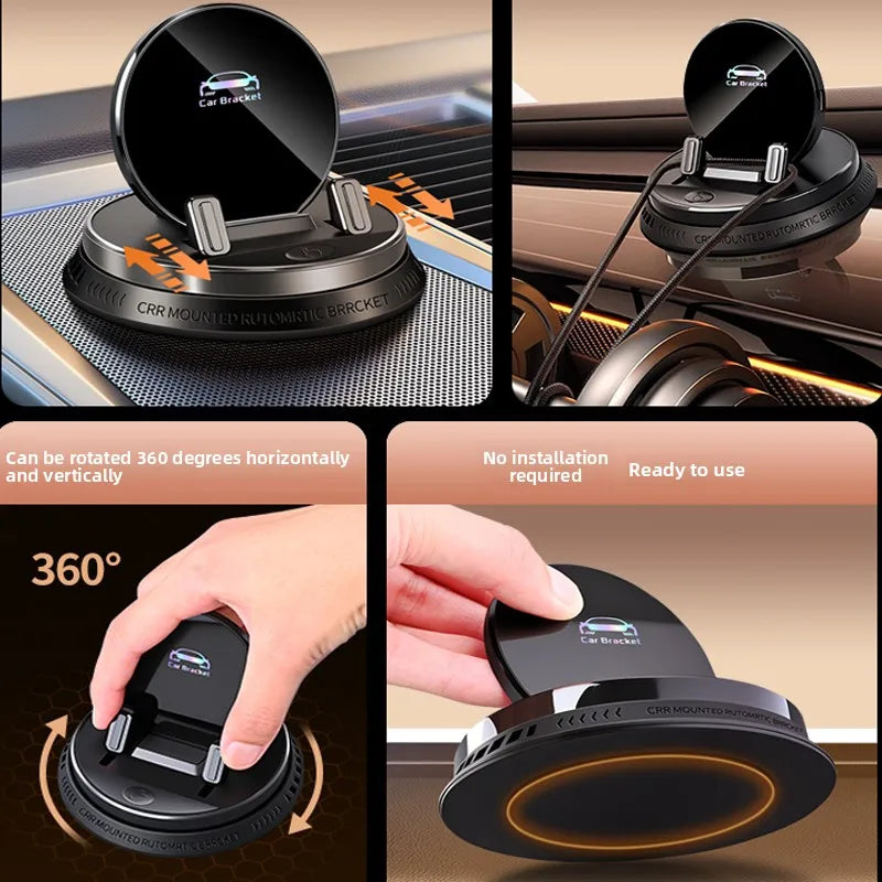 Electric Auto Scal Car Phone Holder Mount Cell Phone Mobile Holder Support For Car,360° Rotatable Dashboard With Touch Button