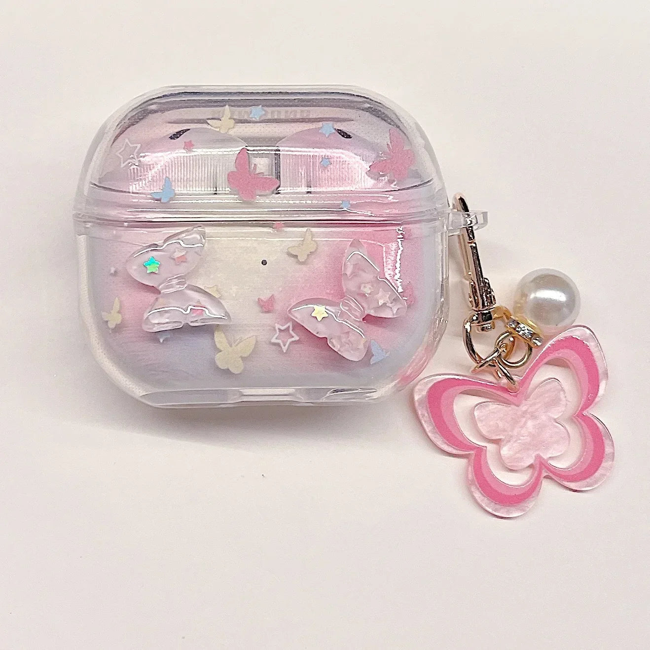 TPU Flower Earphone Case for Samsung Galaxy Buds 3 Pro for  Samsung Galaxy Bugs 3 Earphone Cover with Keychain