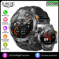 LIGE 2025 New For HUAWEI Xiaomi 1000mah AMOLED Smart Watch Men Sports Fitness LED Flashlight 3ATM Waterproof BT Call Smartwatch