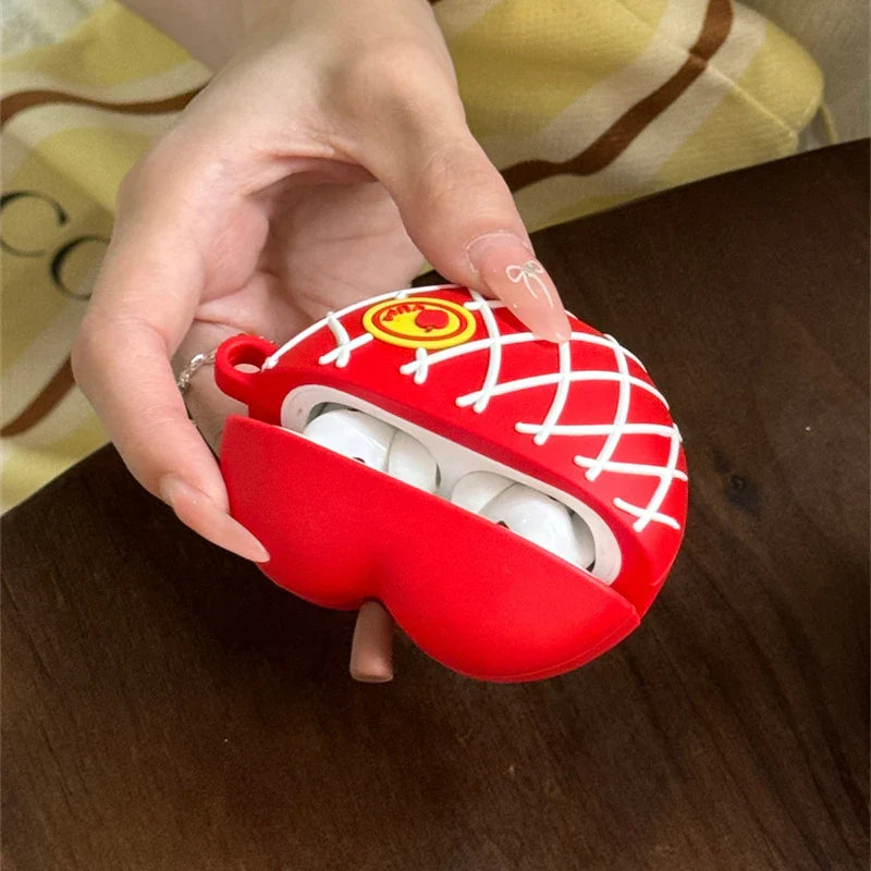 3D Red Apple With Pendant Earphone Cover For Apple AirPods 1 2 3 Generation Airpods Pro/Pro2 Wireless Bluetooth Headphone Case