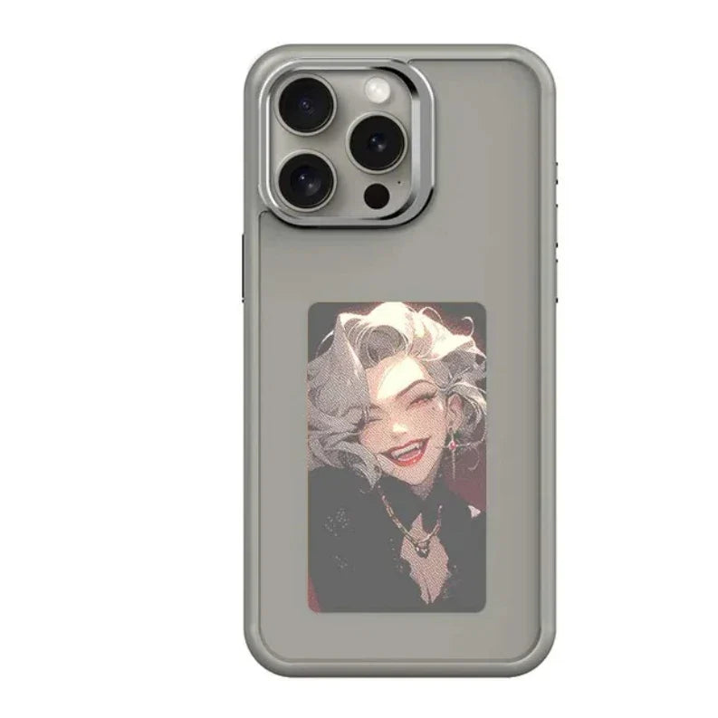 New-tech NFC Function Phone Case For Iphone 16 Pro Max DIY Cases E Ink Screen Phone Cover Cartoon Girl Fundas Battery Free