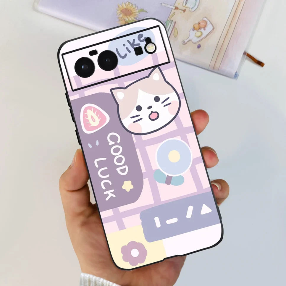 For Cover Google Pixel 6 Case Cute Cat Cartoon Bumper Back Shockproof Soft TPU Case For Google Pixel 6A 6PRO Pixel 6 Phone Cases