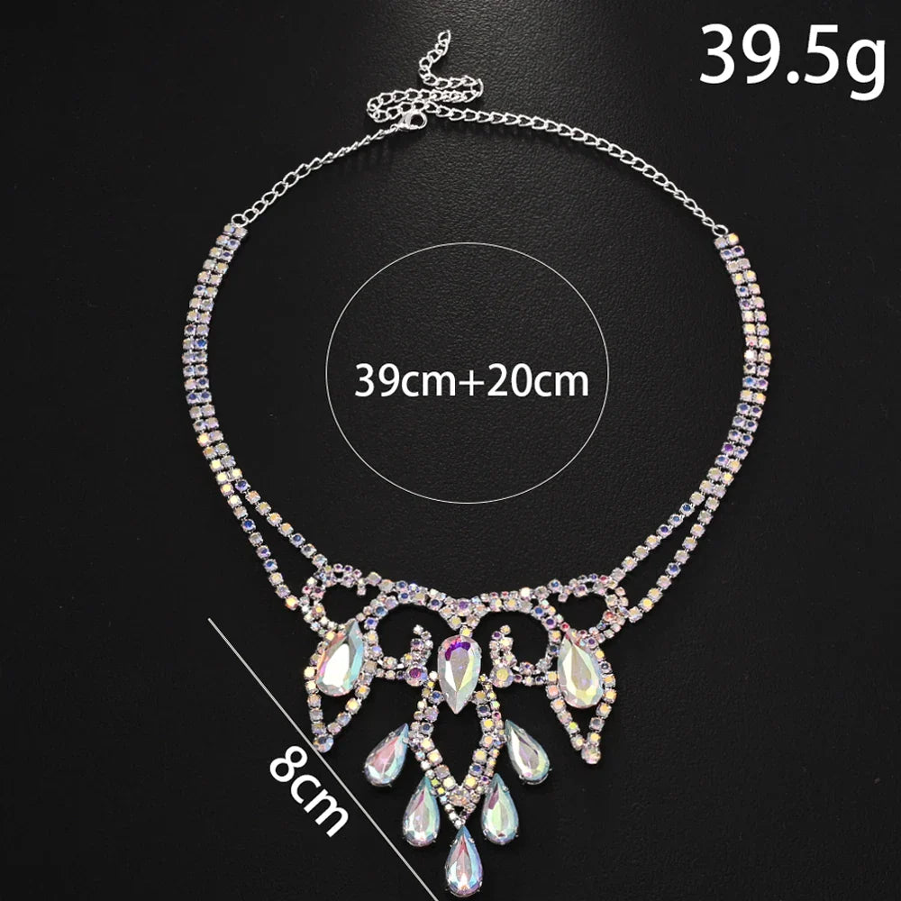 AB Rhinestone Water Drop Necklace