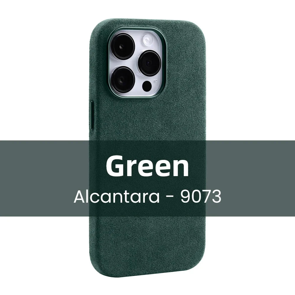 YMW Magnetic ALCANTARA Case for iPhone 16 Pro Max 15 14 13 mini Luxury Business Supercar Interior Same Suede Leather Phone Cover
