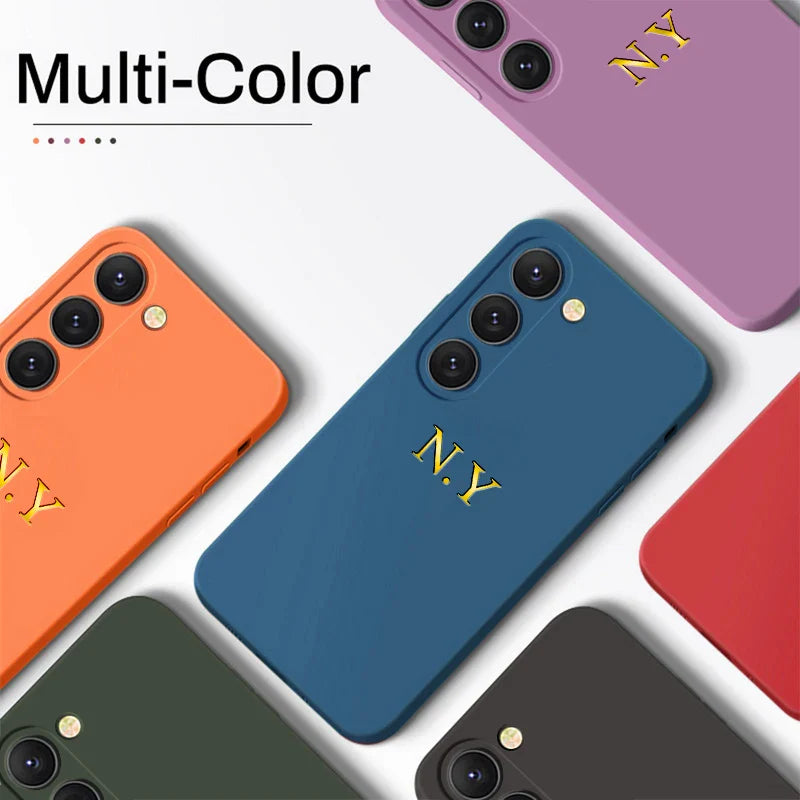 Personalized Custom Name Case For Samsung Galaxy S24 S23 S22 S21 Ultra Plus Liquid Silicone Cover
